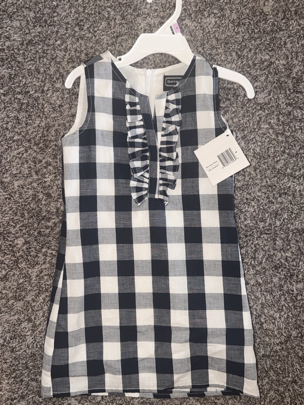 Duffield Lane Black and White Gingham Ruffle Front Dress